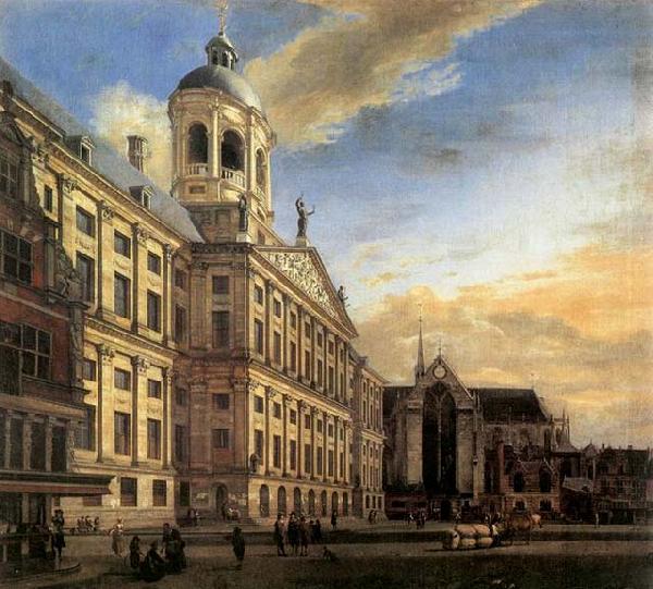 HEYDEN, Jan van der Amsterdam, Dam Square with the Town Hall and the Nieuwe Kerk oil painting picture